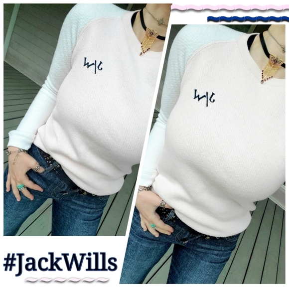 Jack Wills Embroidered Contrast Logo Pastel Knit Preppy Two-tone Sweater Jumper - Picture 1 of 12